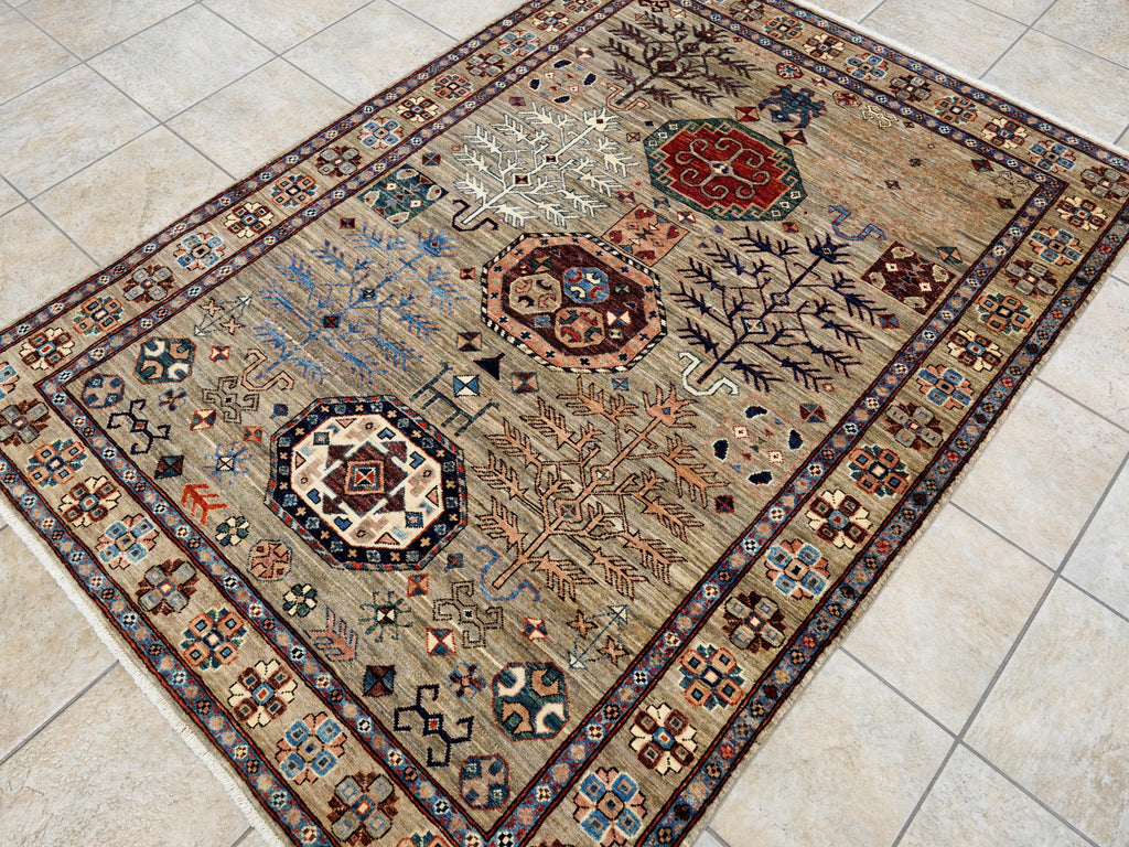 5x7 Ft Brown Heriz Rug - Hand Knotted Oriental Wool Rug