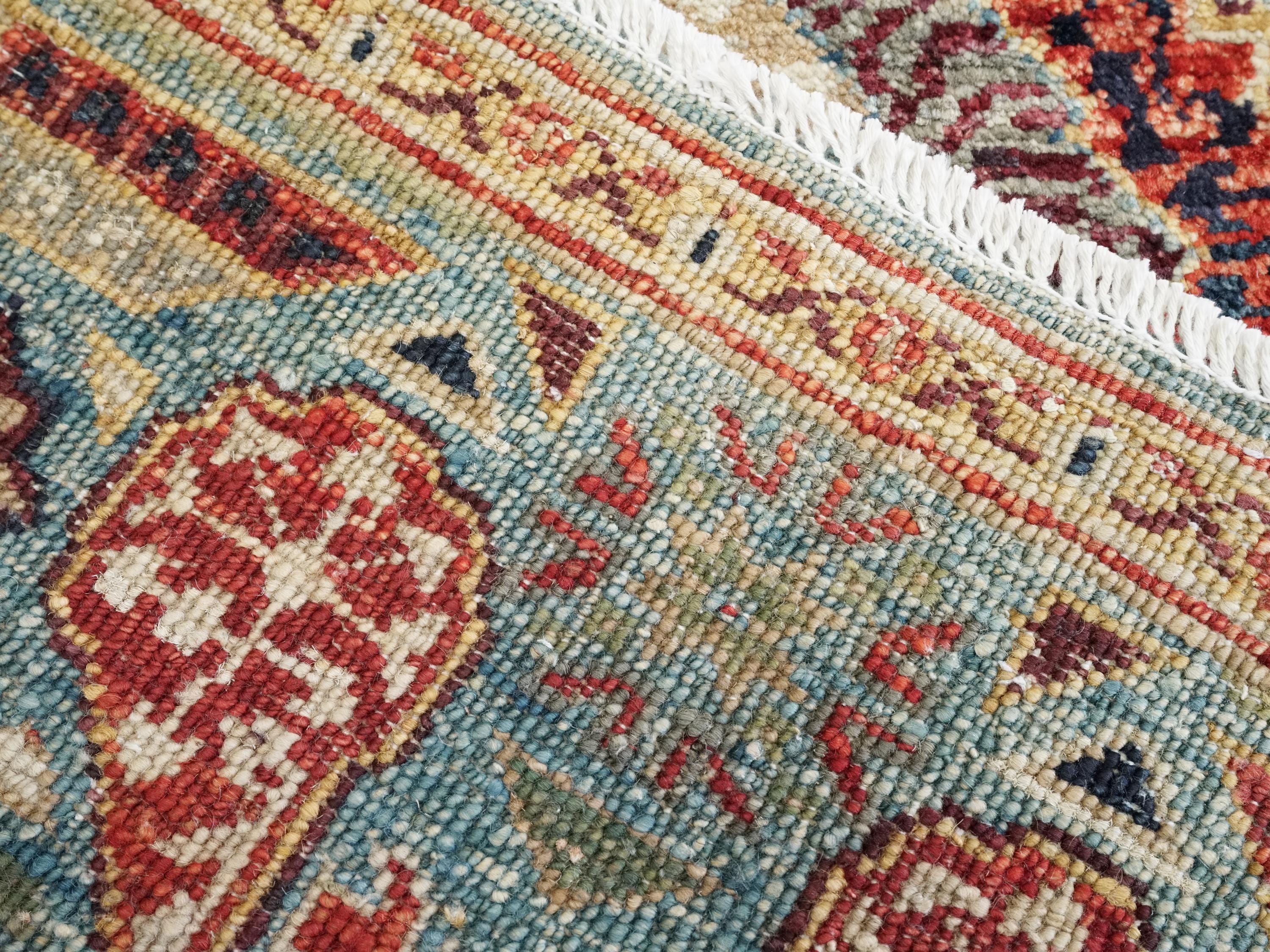2x3 Ft Hand Knotted Wool Mamluk Rug - Light Blue Oriental Accent Rug