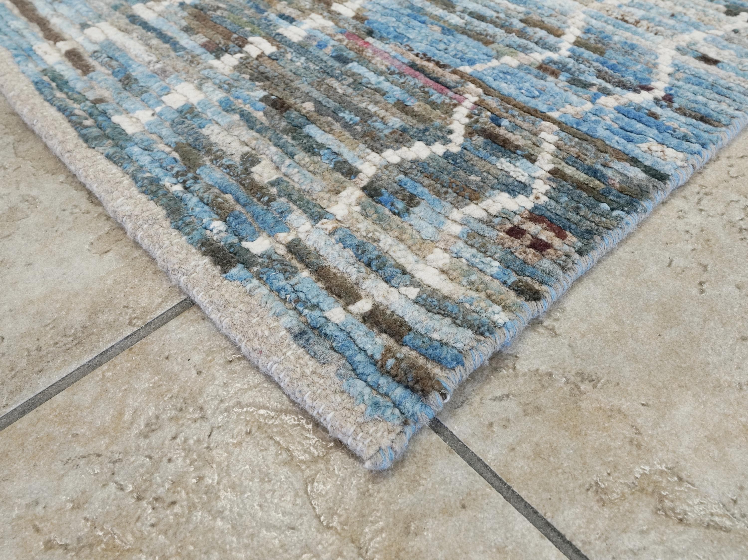 10 Ft Handmade Wool Moroccan Runner Rug - Afghan Rug