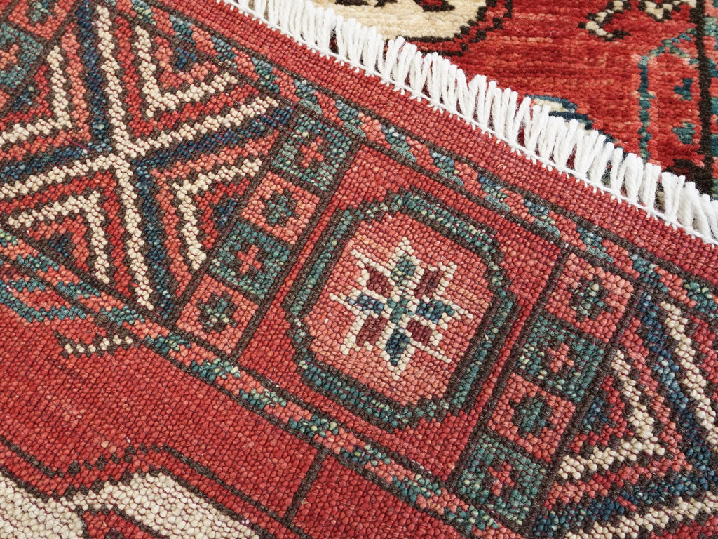 2x3 Ft Red Ersari Rug - Hand-Knotted Turkmen Wool Accent Rug
