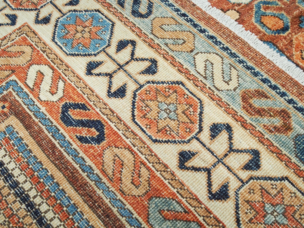 6x9 Ft Orange Heriz Rug - Hand Knotted Area Rug - Traditional Design