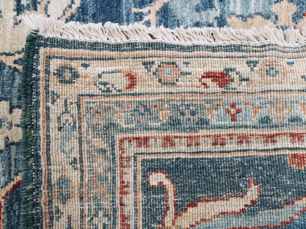6x9 Ft Blue Serapi Rug - Afghan Wool Oriental Rug - All over Floral Design