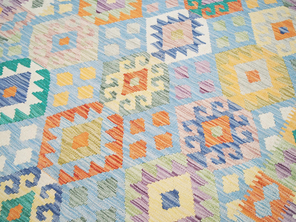 6x8 Ft Green Scandinavian Kilim Rug - Tribal Area Rug