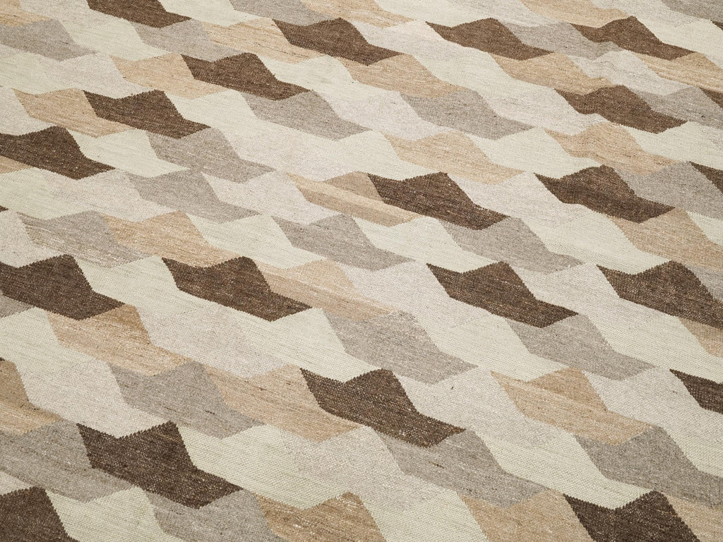 8x10 Ft Brown Kilim Rug - Flat Weave Area Rug