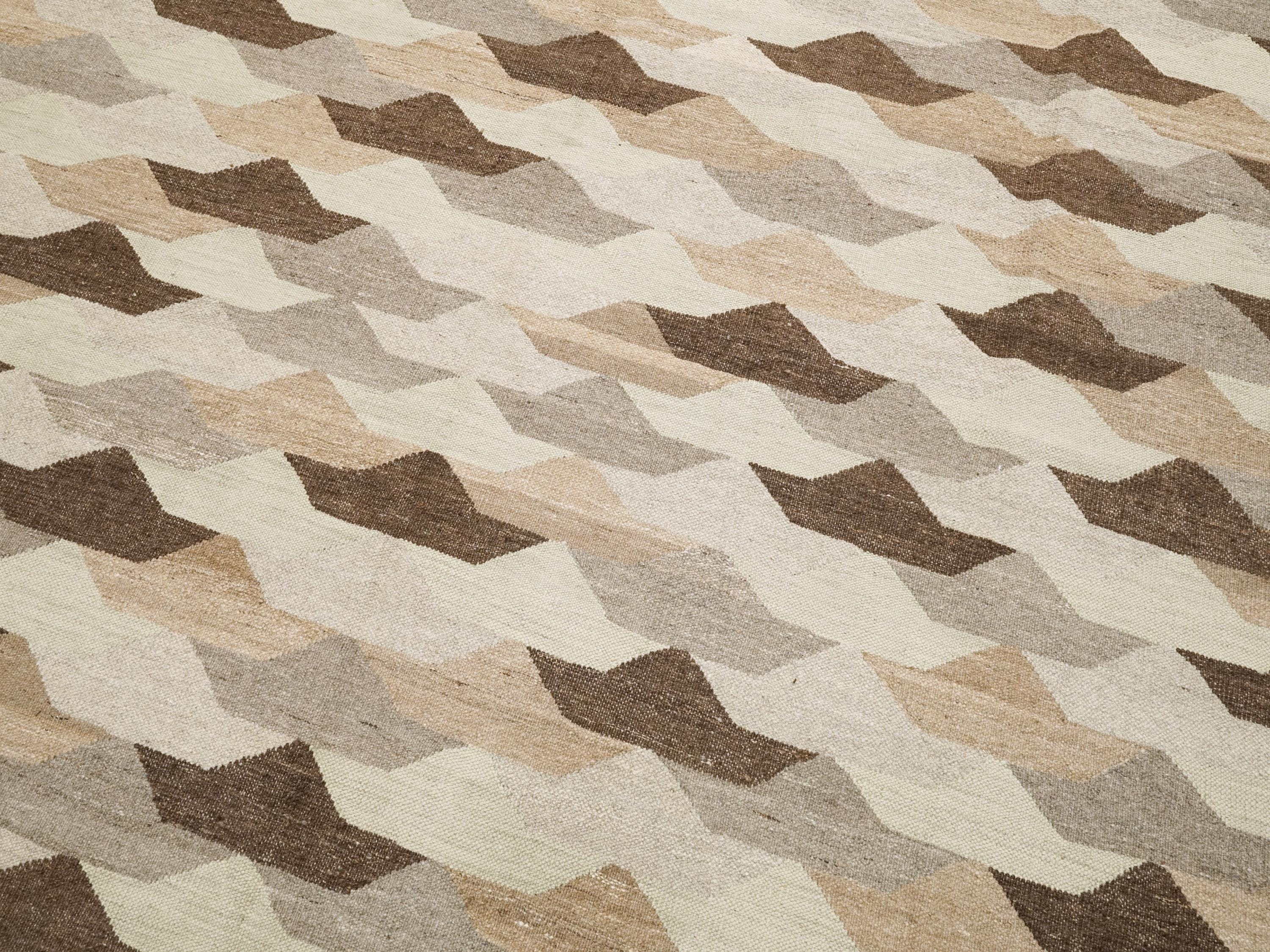 8x10 Ft Brown Kilim Rug - Flat Weave Area Rug