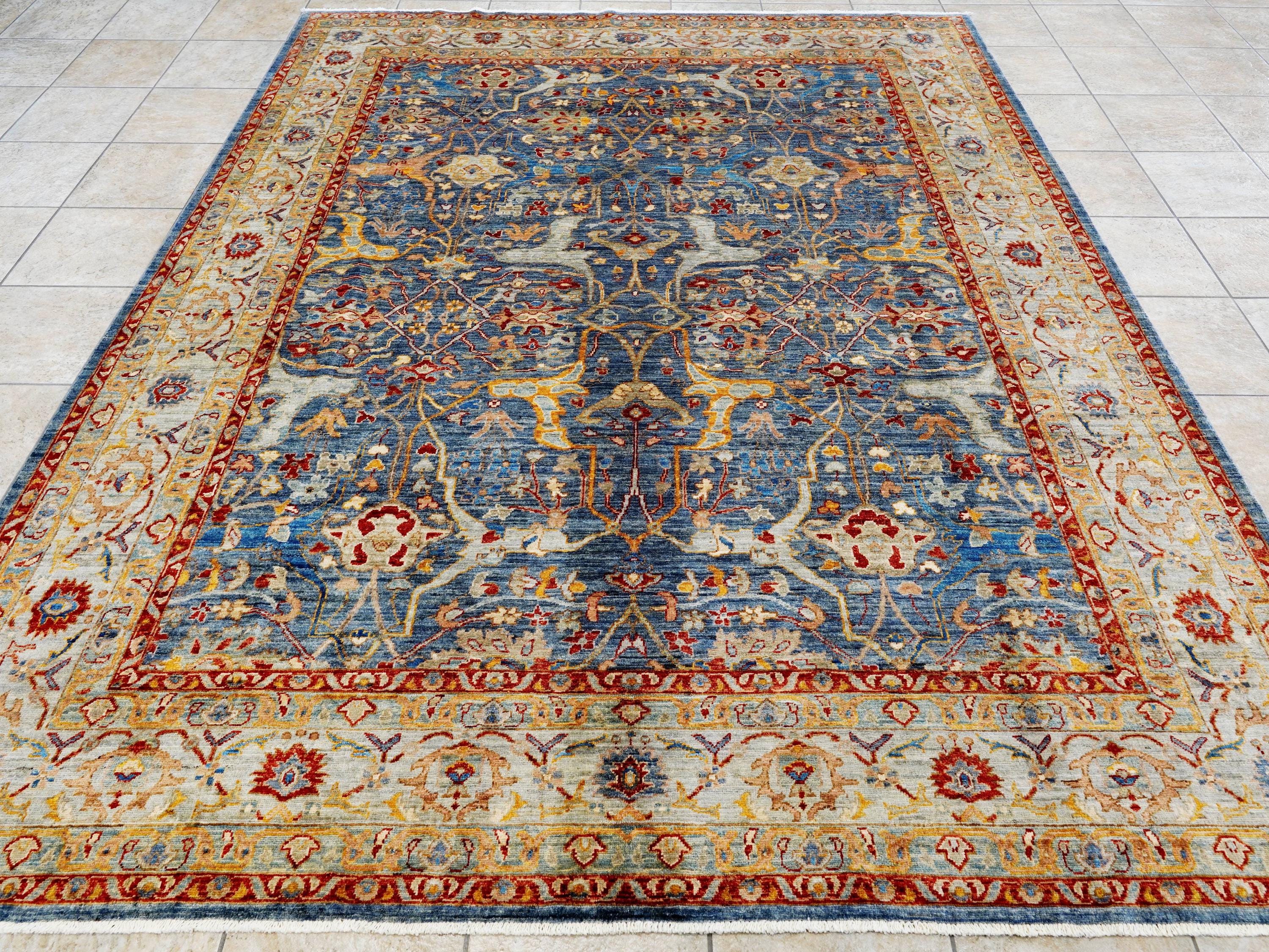 8x10 Ft Blue Bidjar Rug - Hand Knotted Wool Oriental Rug