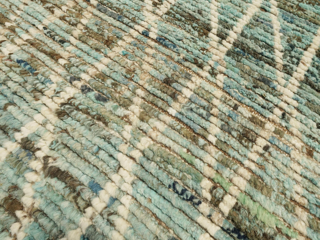 3x5 Ft Cyan Moroccan Rug - Hand Knotted Wool Rug