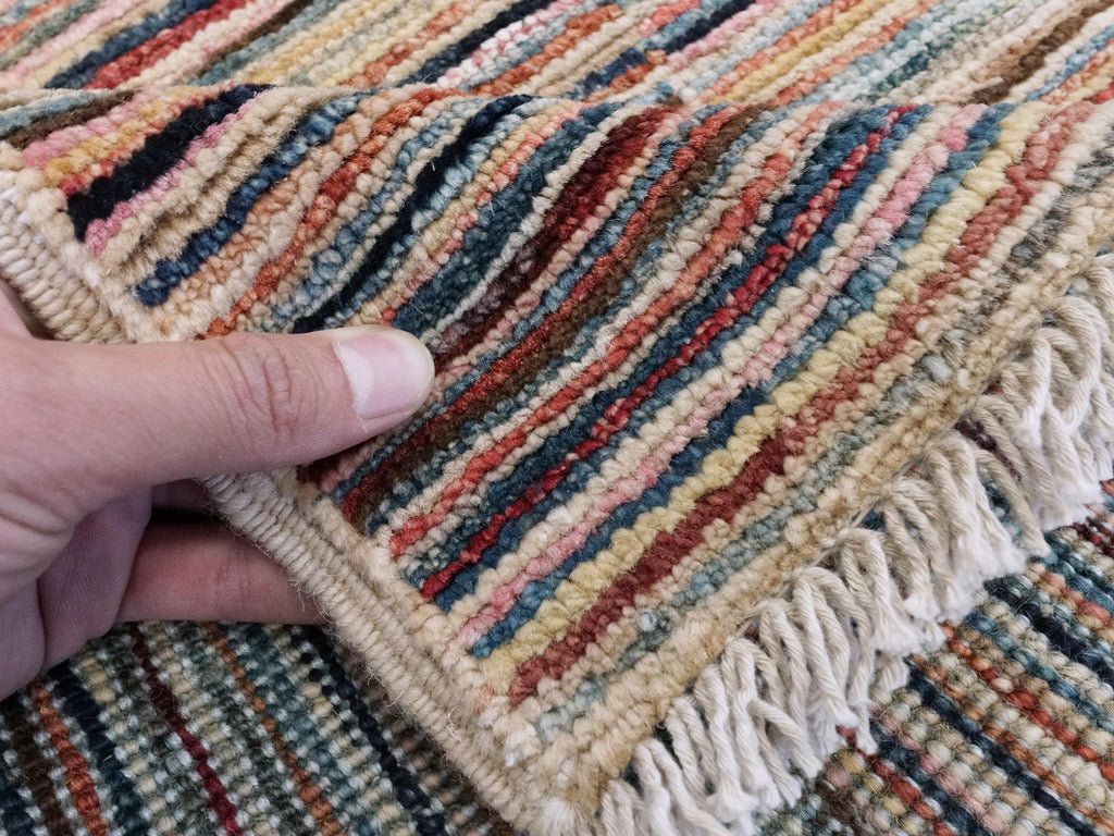 6x9 Ft Gabbeh Rug - Afghan Wool Area Rug - Striped Design