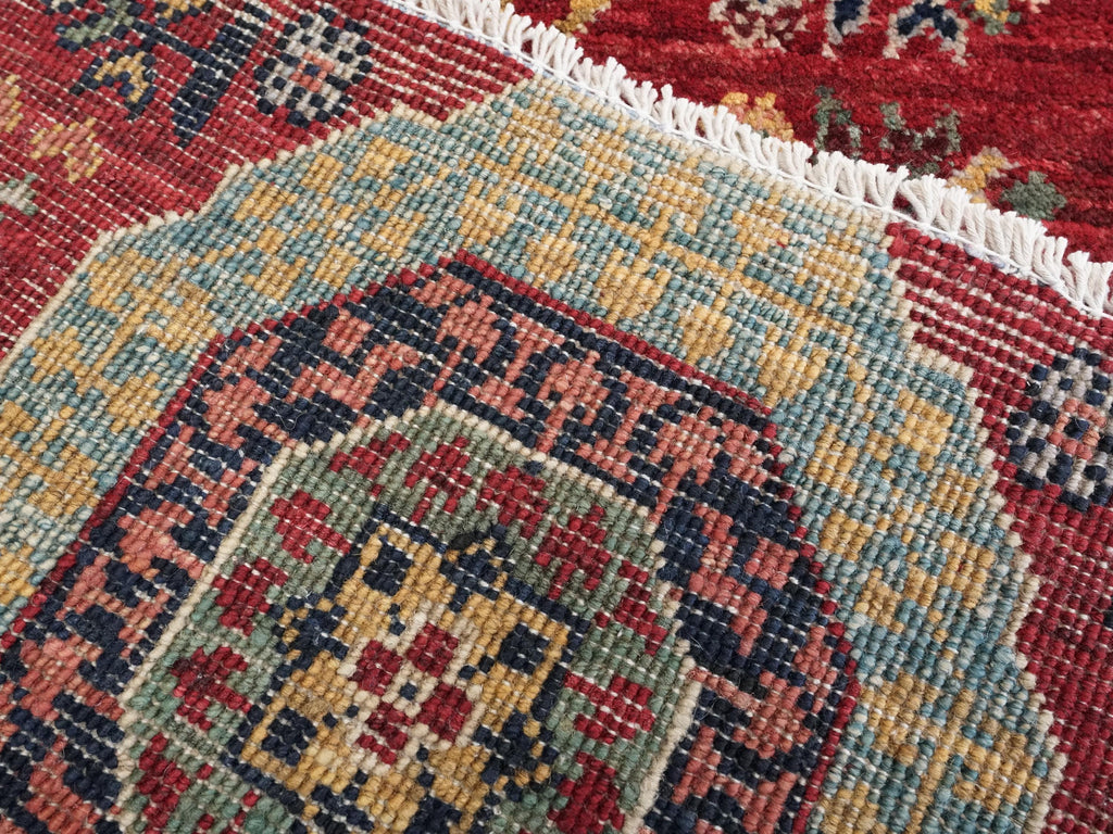 2x3 Ft Hand Knotted Red Mamluk Rug - Ghazni Wool Oriental Rug