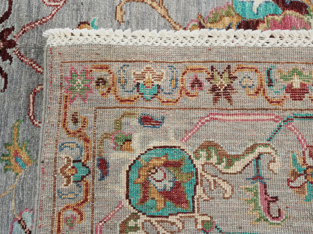 6x8 Ft Gray Wool Serapi Rug - Hand Knotted Floral Oriental Area Rug