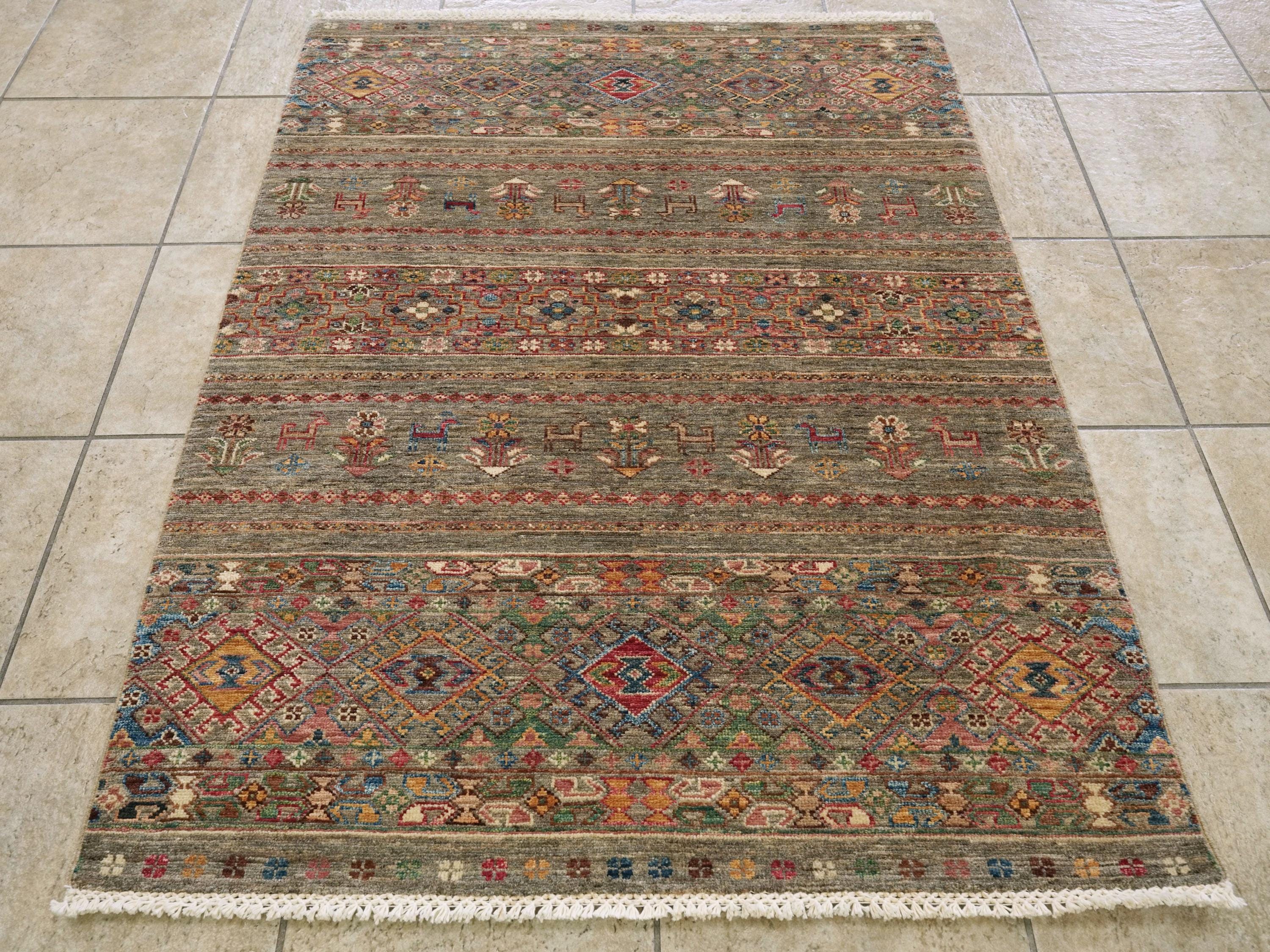 3x5 Ft Hand Knotted Brown Khorjin Rug - Oriental Area Rug