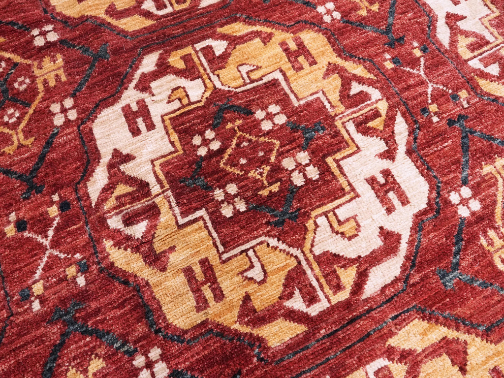 9x12 Ft Red Ersari Rug - Hand Knotted Oriental Rug - Turkmen Design