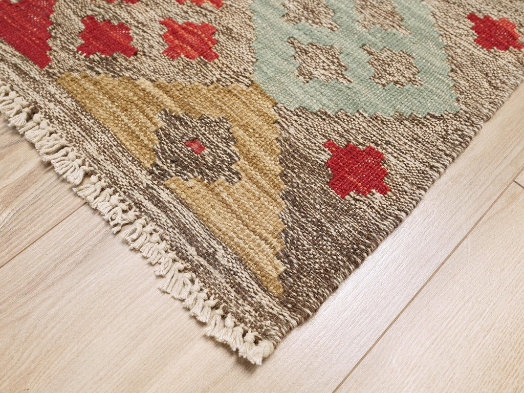 5x6 Ft Red Kilim Rug - Geometric Afghan Flat Weave