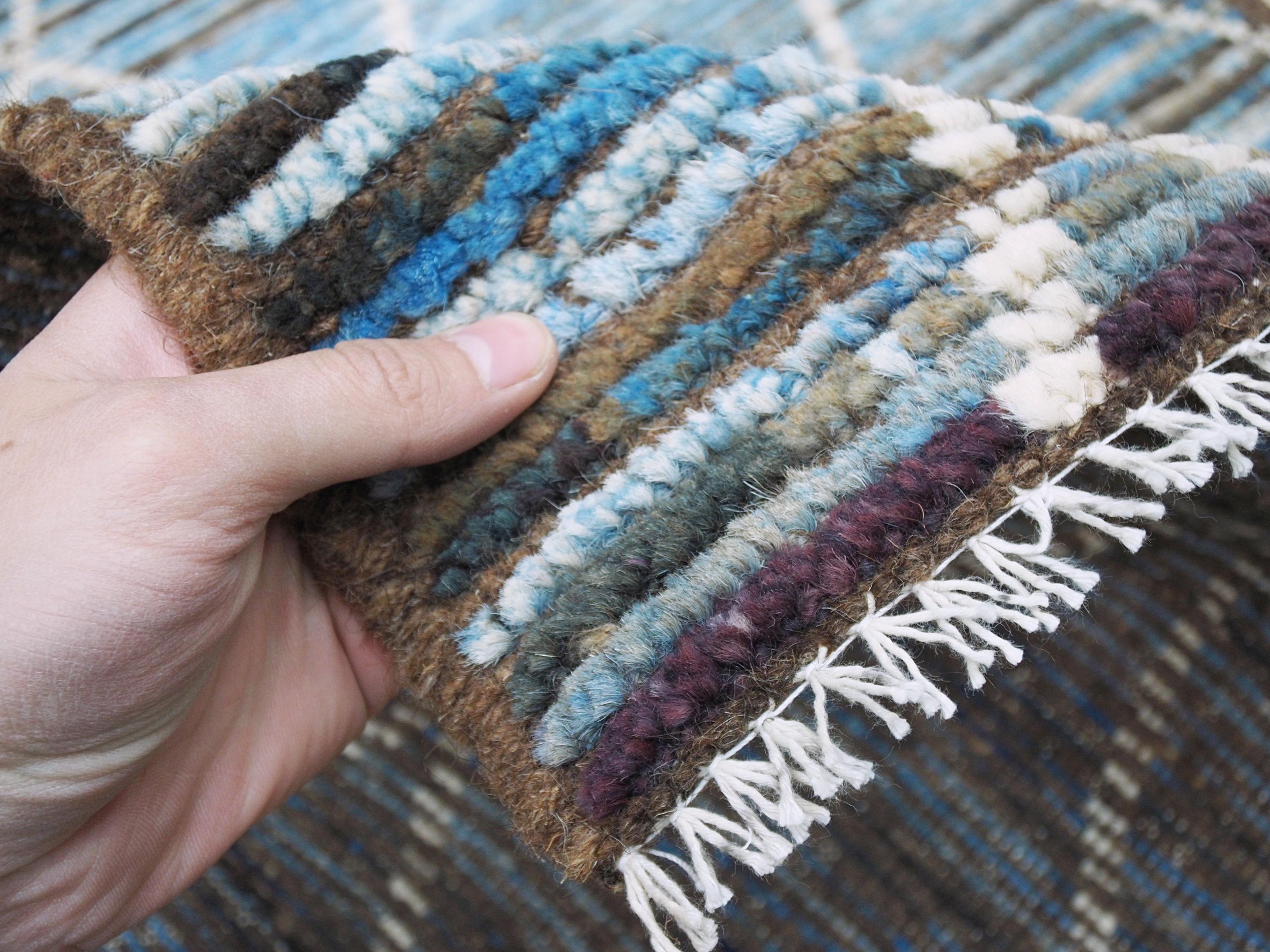 4x6 Ft Hand Knotted Blue Moroccan Rug - Small Wool Rug