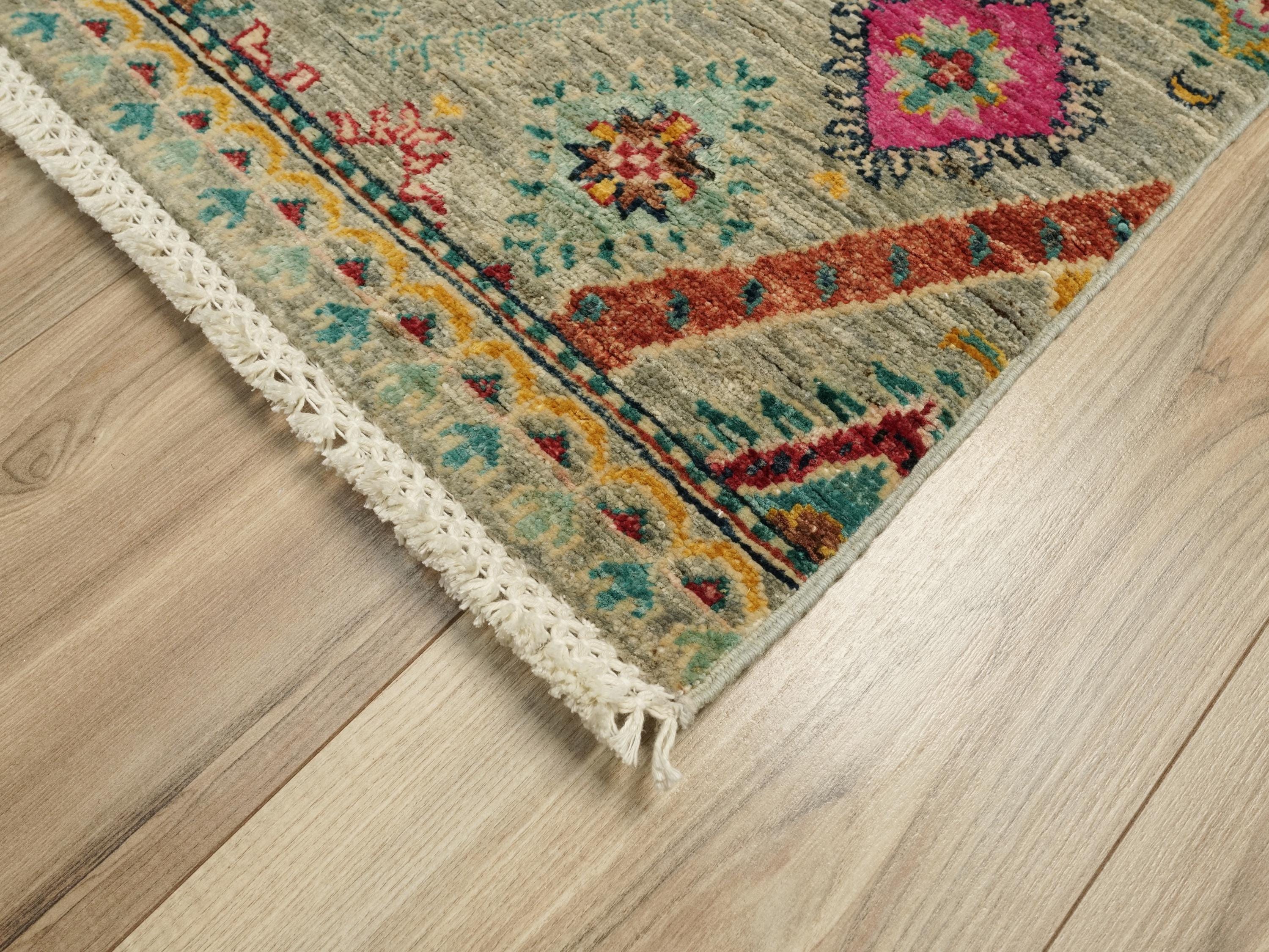 3x5 Ft Cyan Gabbeh Rug - Afghan Handmade Area Rug