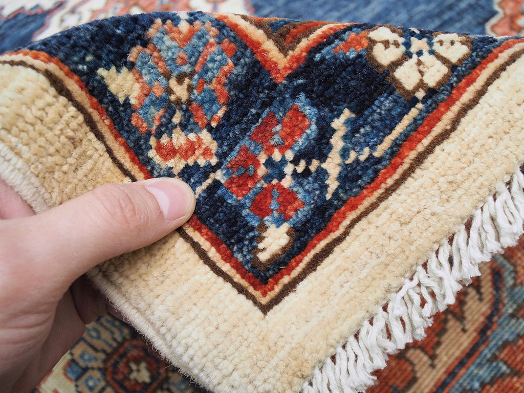 8x10 Ft Blue & Red Heriz Rug: Hand -Knotted Oriental Wool Rug