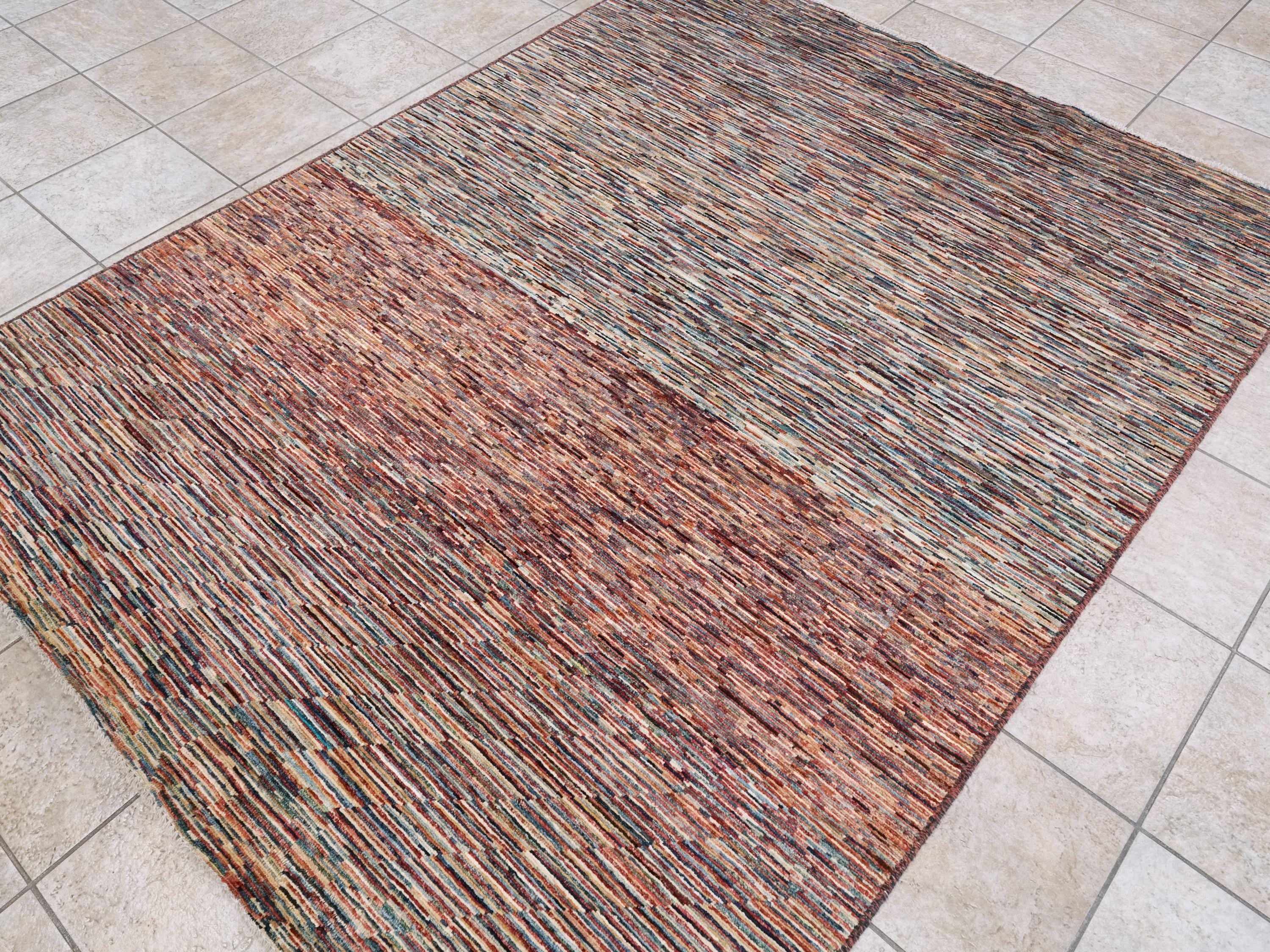 6x8 Ft Colorful Gabbeh Rug - Handmade Afghan Wool Area Rug