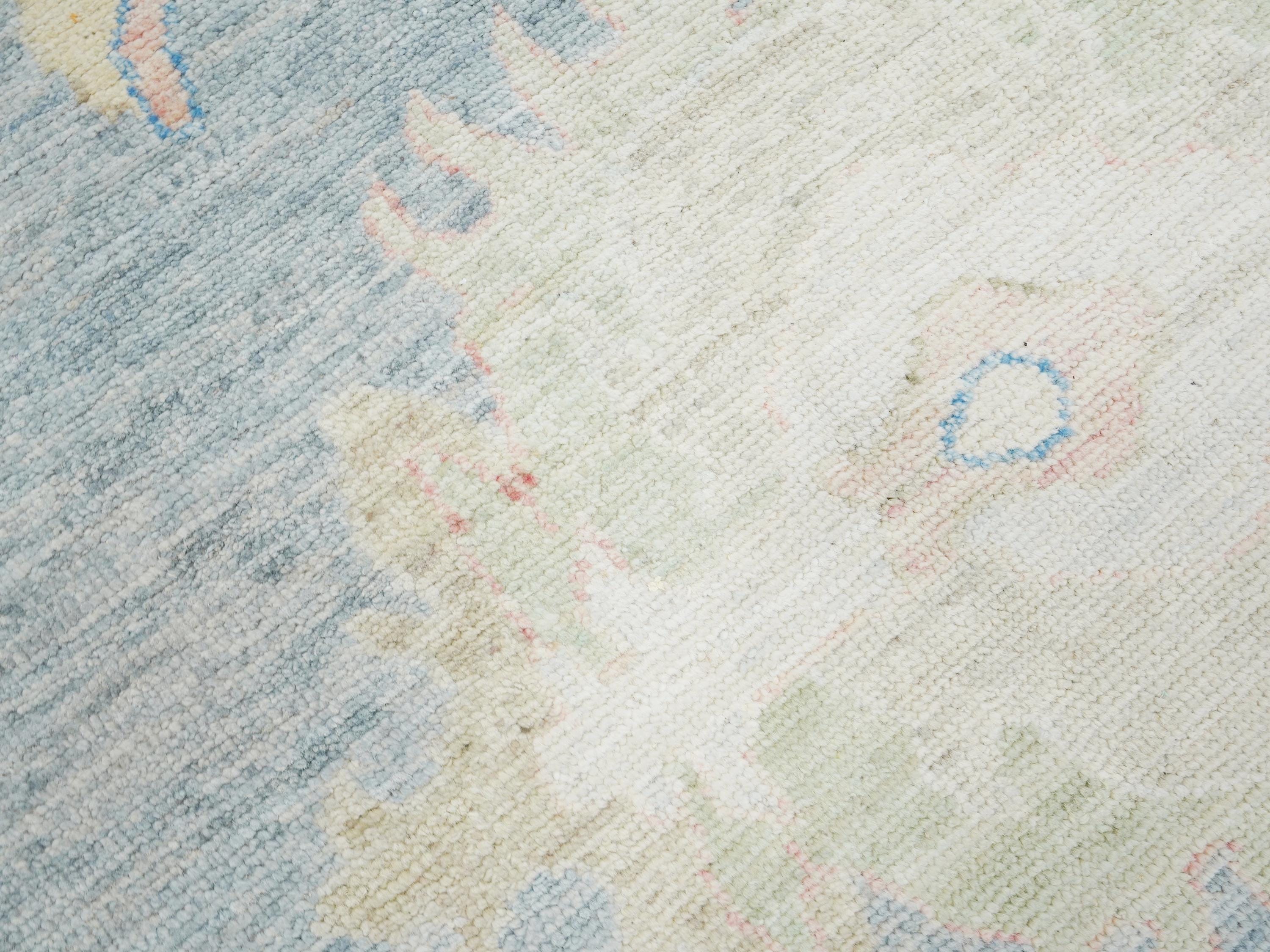 10x14 Ft Muted Blue Ushak Rug - Hand Knotted Wool Area Rug