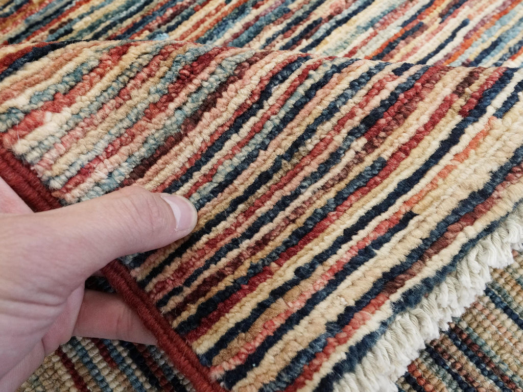 8x10 Ft Hand Knotted Gabbeh Rug - Striped Area Rug