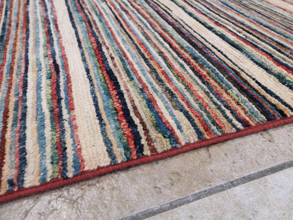 6x9 Ft Colorful Gabbeh Rug - Afghan Wool Area Rug - Striped Design