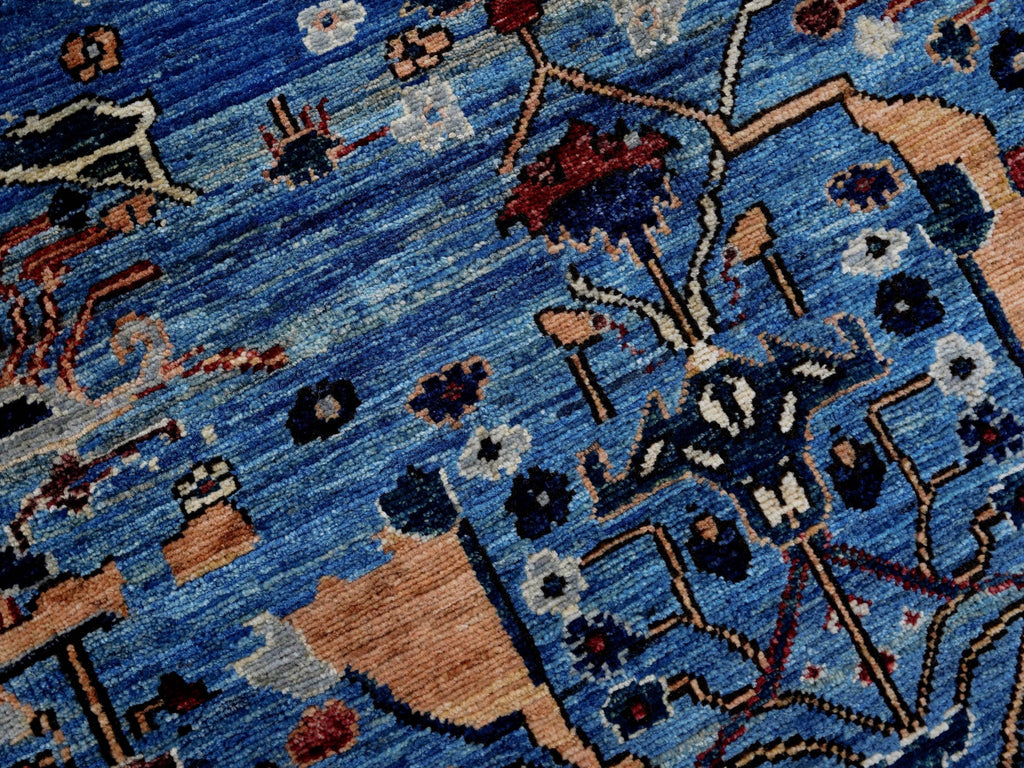 6x9 Ft Blue Serapi Rug - Traditional Wool Rug - Broken Design