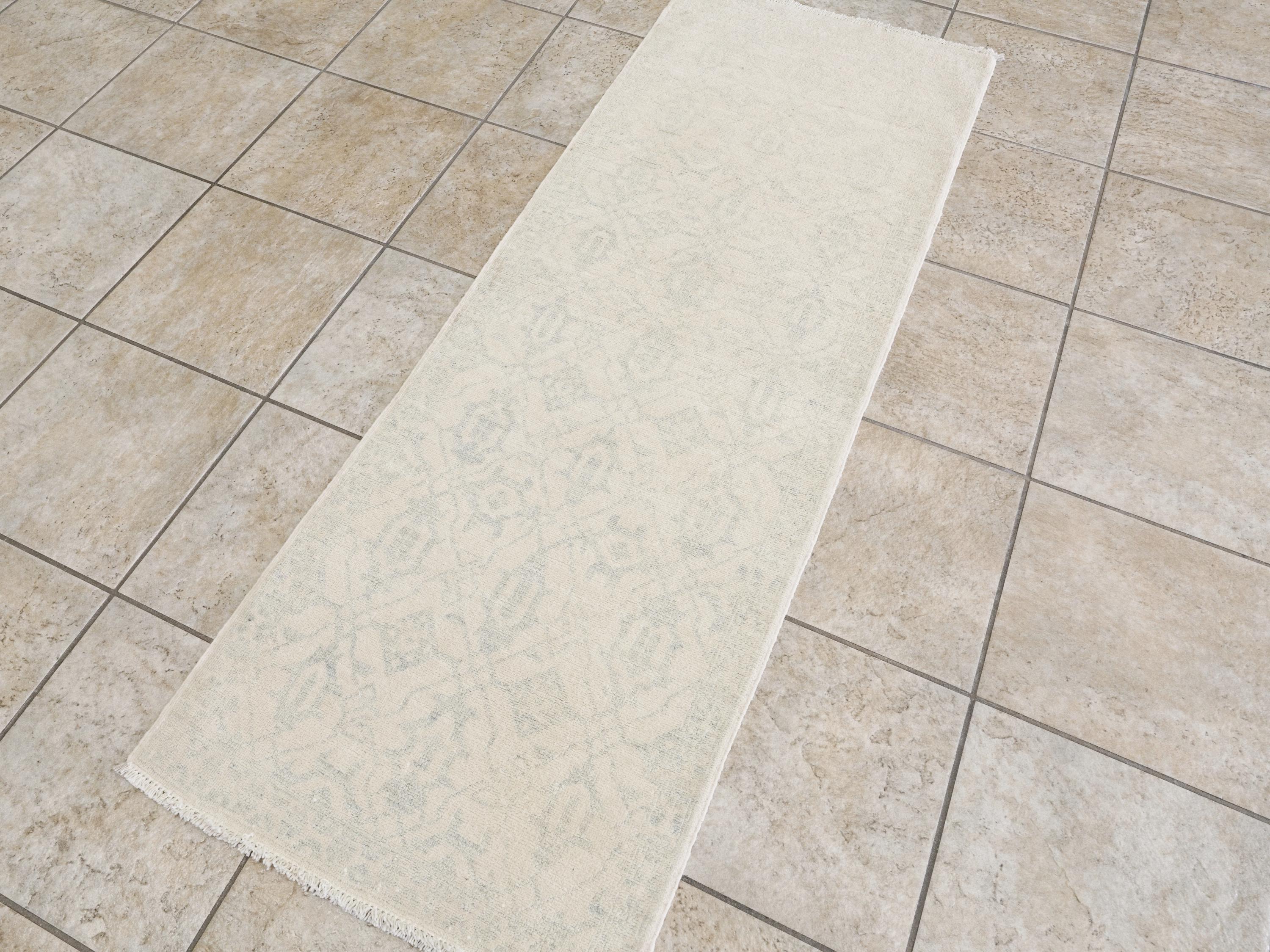2x6 Ft Hand Knotted Heriz Rug - Beige Afghan Wool Runner
