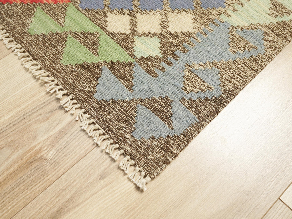 9 Ft Orange Kilim Runner Rug - Traditional Flat Weave