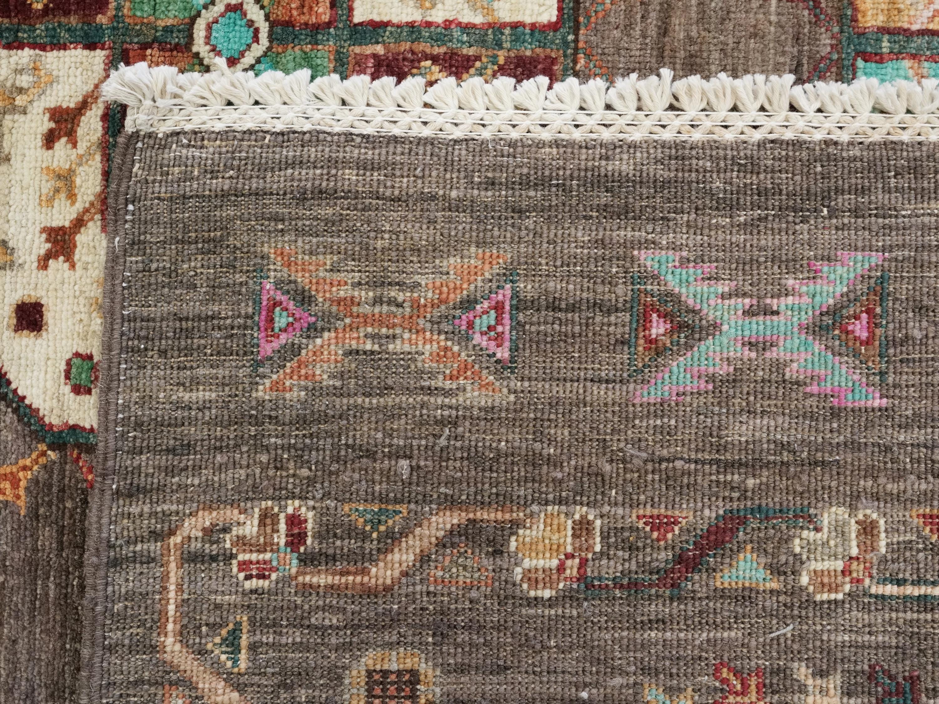 6x8 Ft Hand Knotted Ersari Rug - Brown Afghan Wool Rug