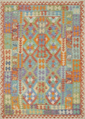 5x8 Ft Ghazni Wool Kilim Rug - Colorful Flat Weave Tribal Design