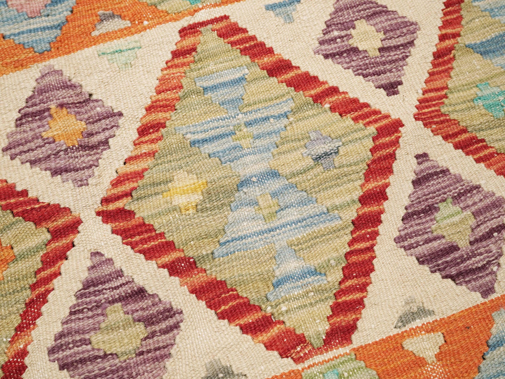 6x8 Ft Orange Kilim Rug - Traditional Flatweave