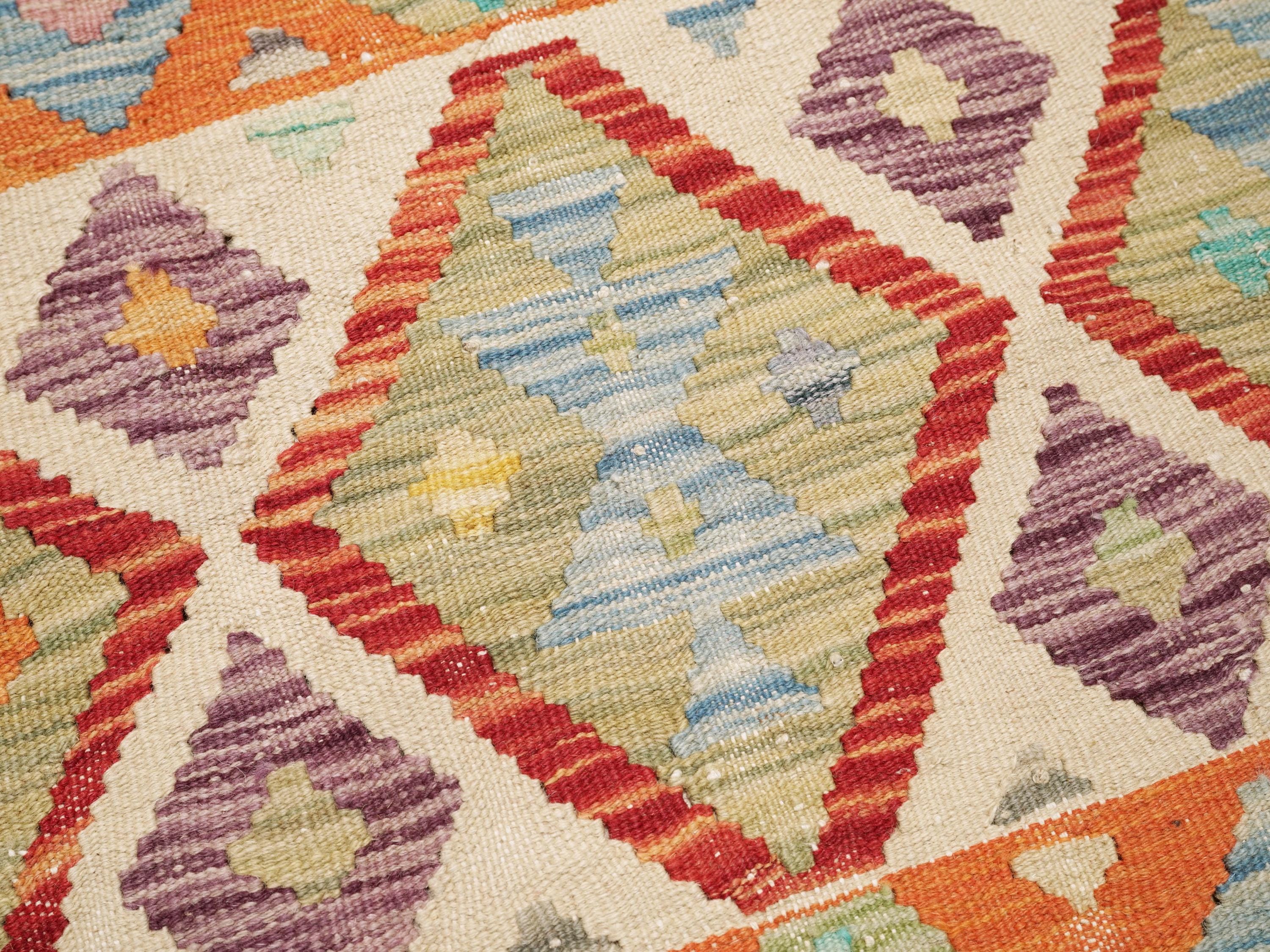 6x8 Ft Orange Kilim Rug - Traditional Flatweave