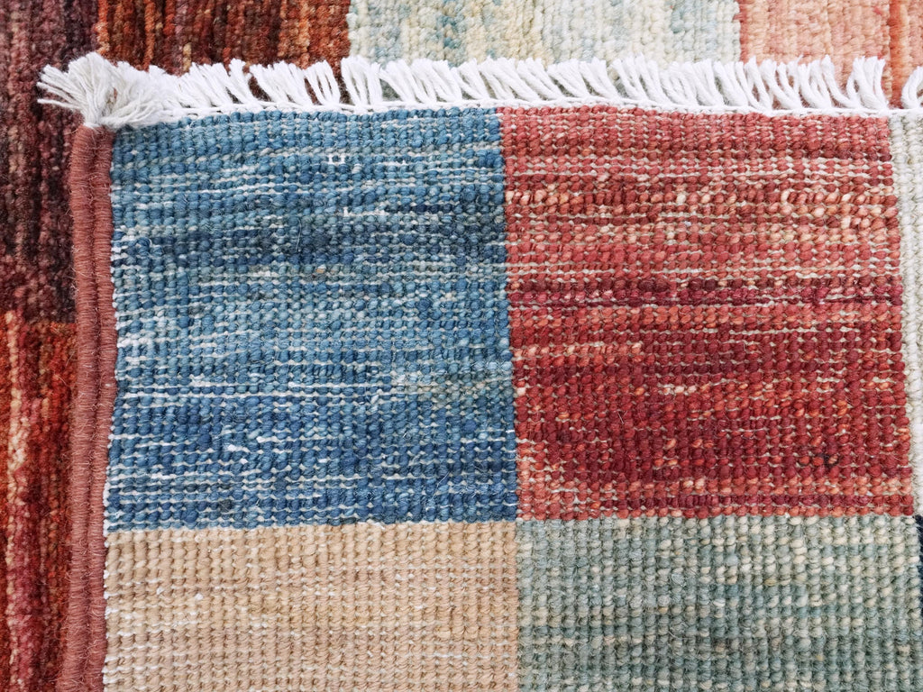 7x10 Multicolor Gabbeh Rug - Afghan Wool Area Rug - Geometric Design
