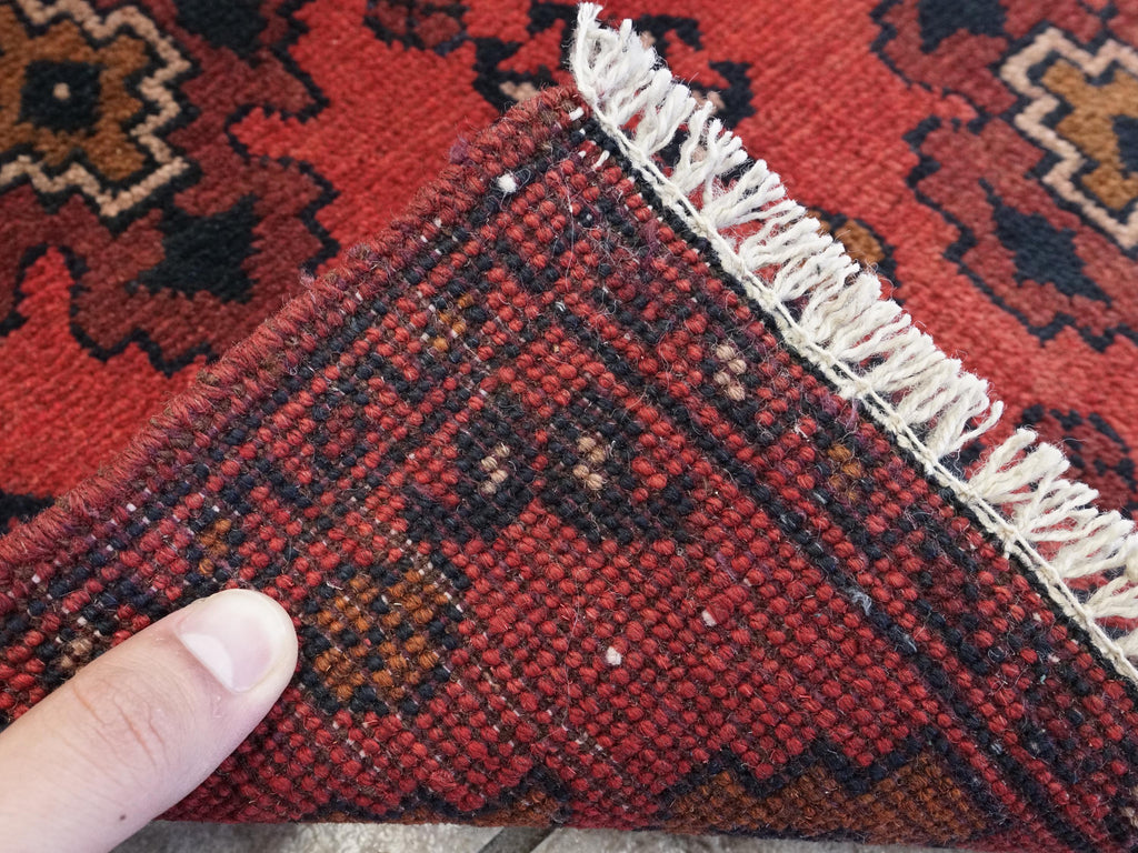 1x2 Ft Red Khal Mohammadi Rug - Hand Knotted Wool Rug