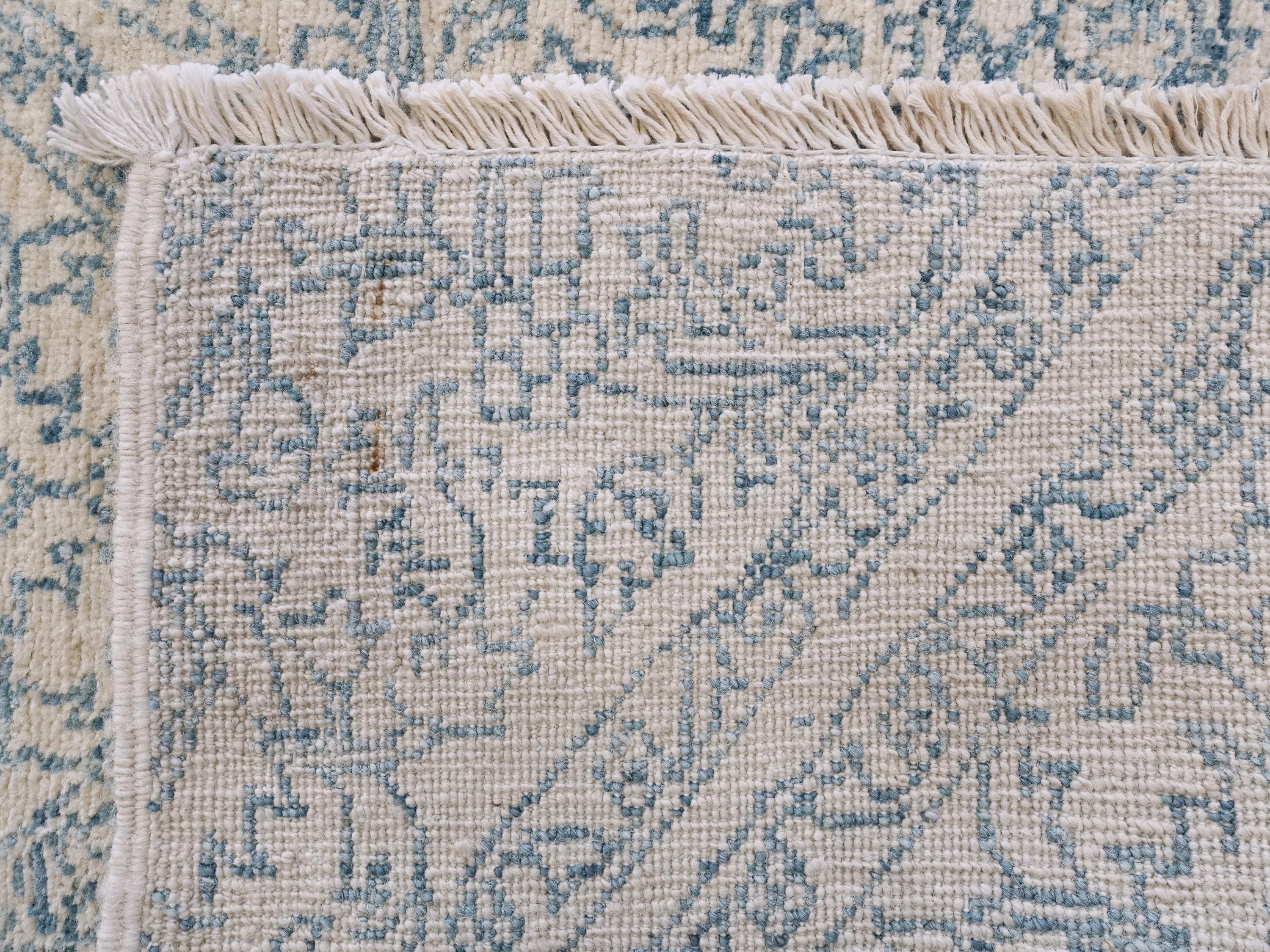 10 Ft White Gabbeh Runner Rug - Afghan Wool Hallway Rug