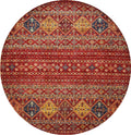 6x6 Ft Red Khorjin Rug - Hand Knotted Round Oriental Rug