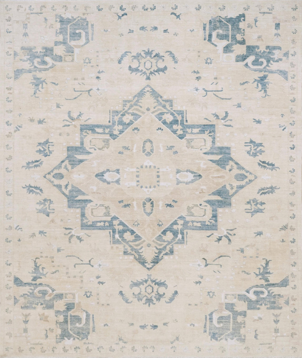 8x10 Ft White Serapi Rug - Hand Knotted Afghan Oriental Rug