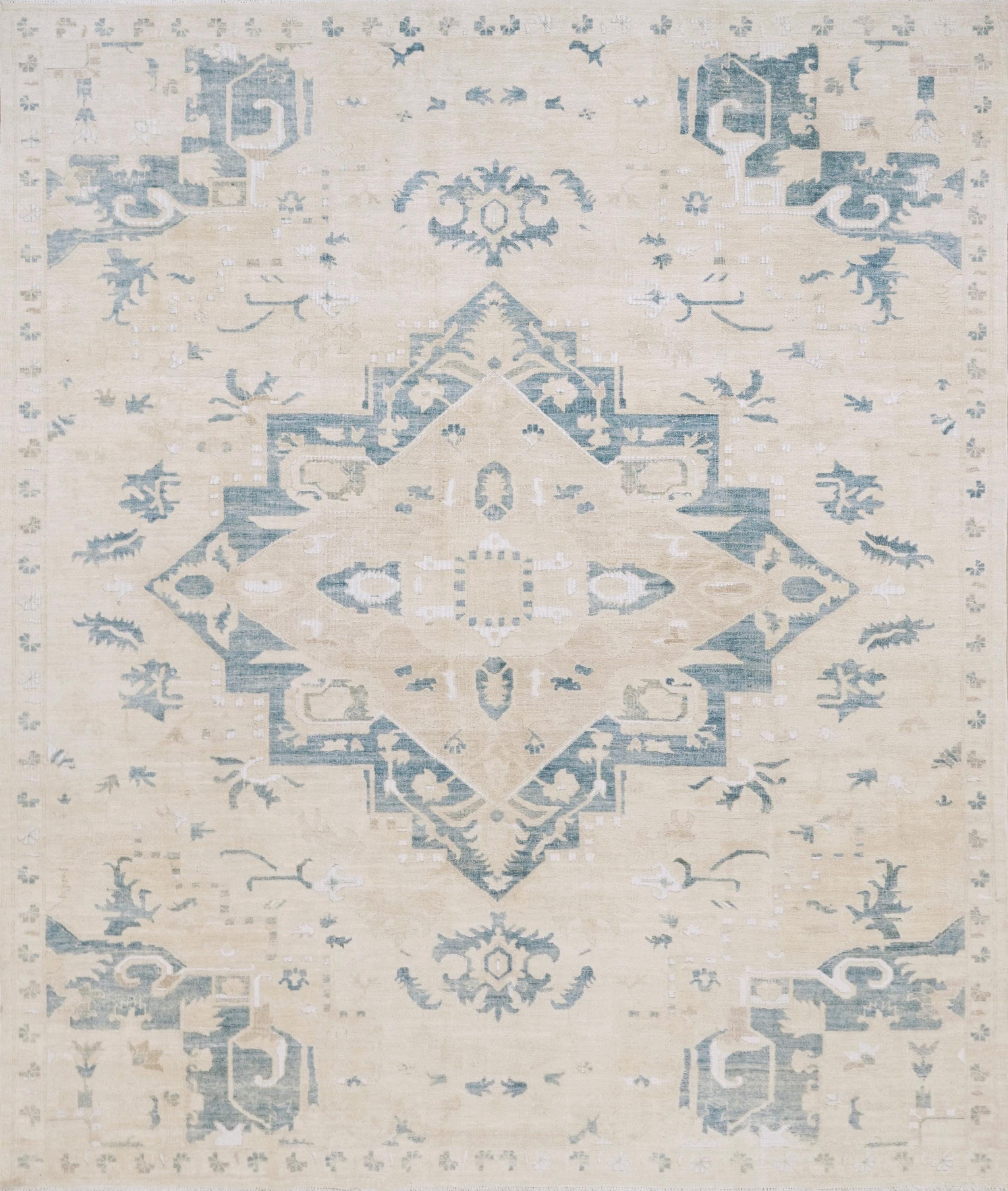 8x10 Ft White Serapi Rug - Hand Knotted Afghan Oriental Rug