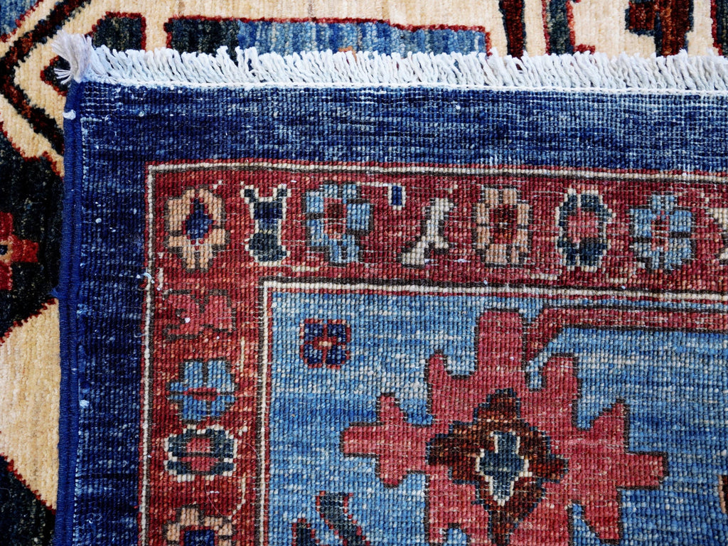 9x12 Ft Red & Blue Heriz Rug - Afghan Oriental Area Rug - Persian Design