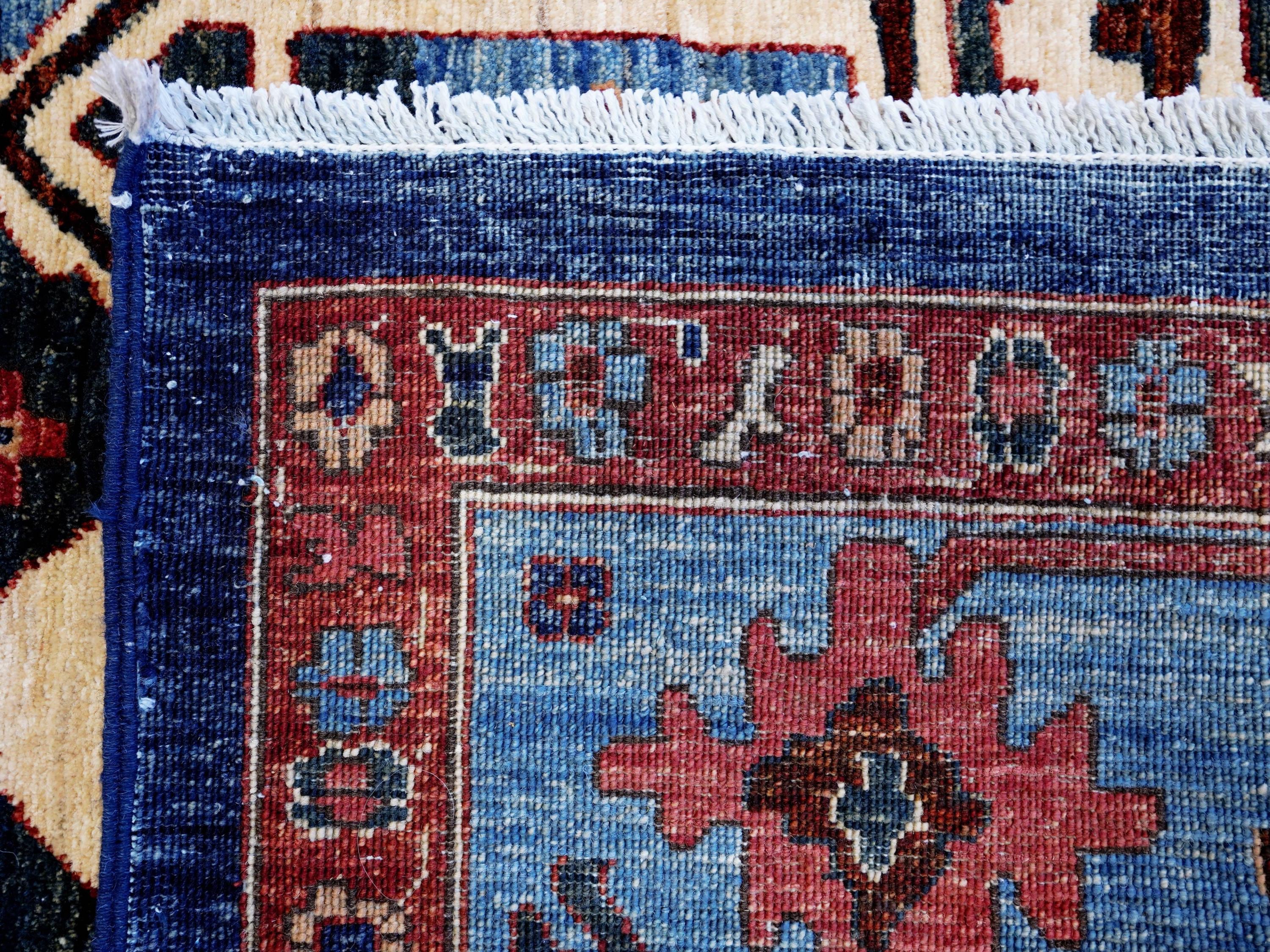 9x12 Ft Red & Blue Heriz Rug - Afghan Oriental Area Rug - Persian Design