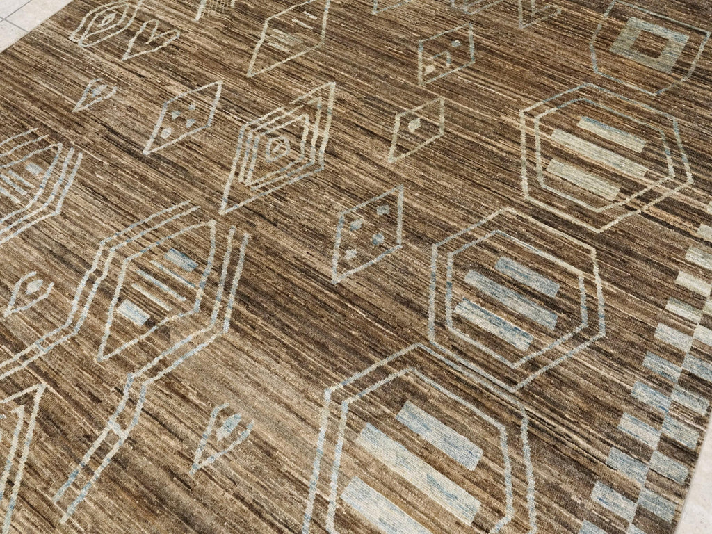 8x10 Ft Brown Gabbeh Rug - Traditional Hand Knotted Rug - Contemporary Design