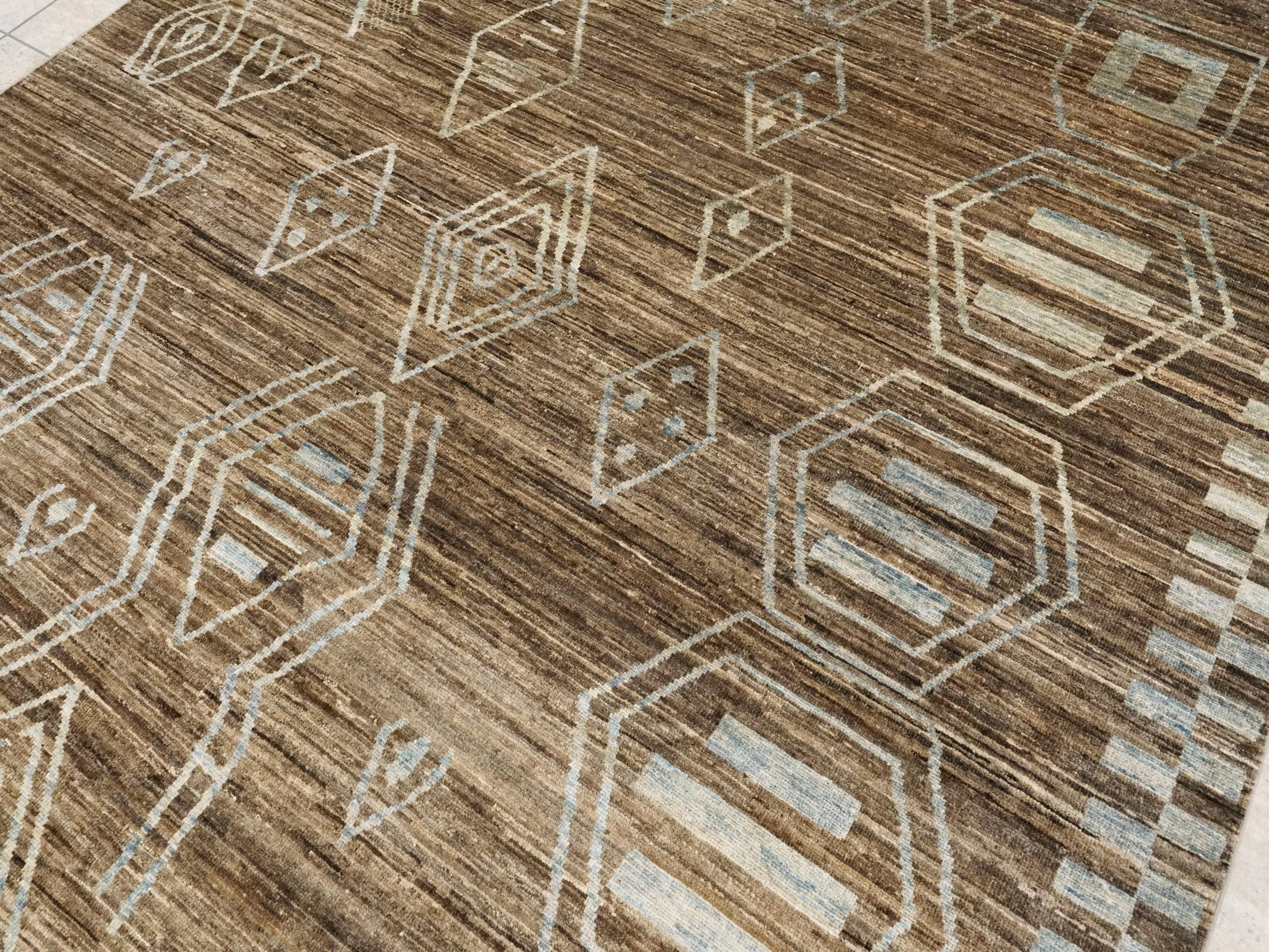 8x10 Ft Brown Gabbeh Rug - Traditional Hand Knotted Rug - Contemporary Design