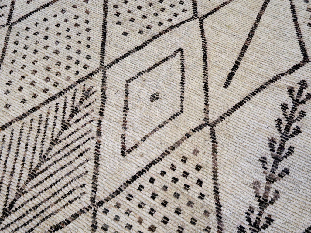 10x14 Ft Beige Moroccan Rug - Afghan Handmade Wool Rug - Contemporary Design