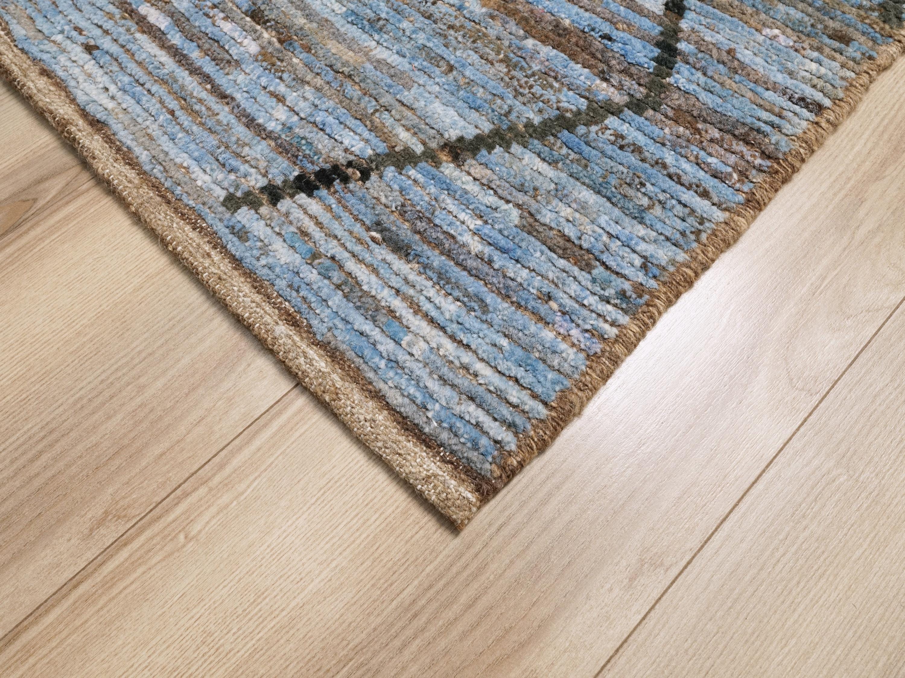 6x9 Ft Light Blue Moroccan Rug - Afghan Handmade Area Rug