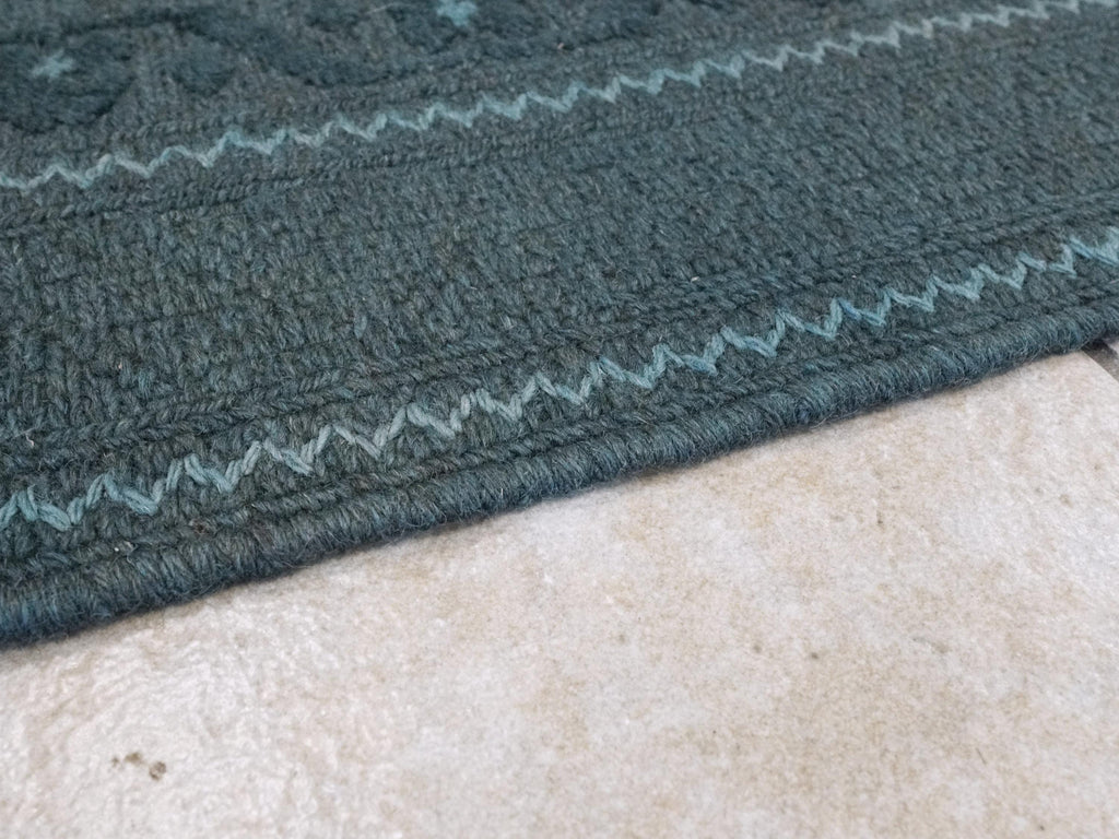 Vintage Tribal Kilim Rug: 6x8 Blue Hand-Knotted Wool Area Rug