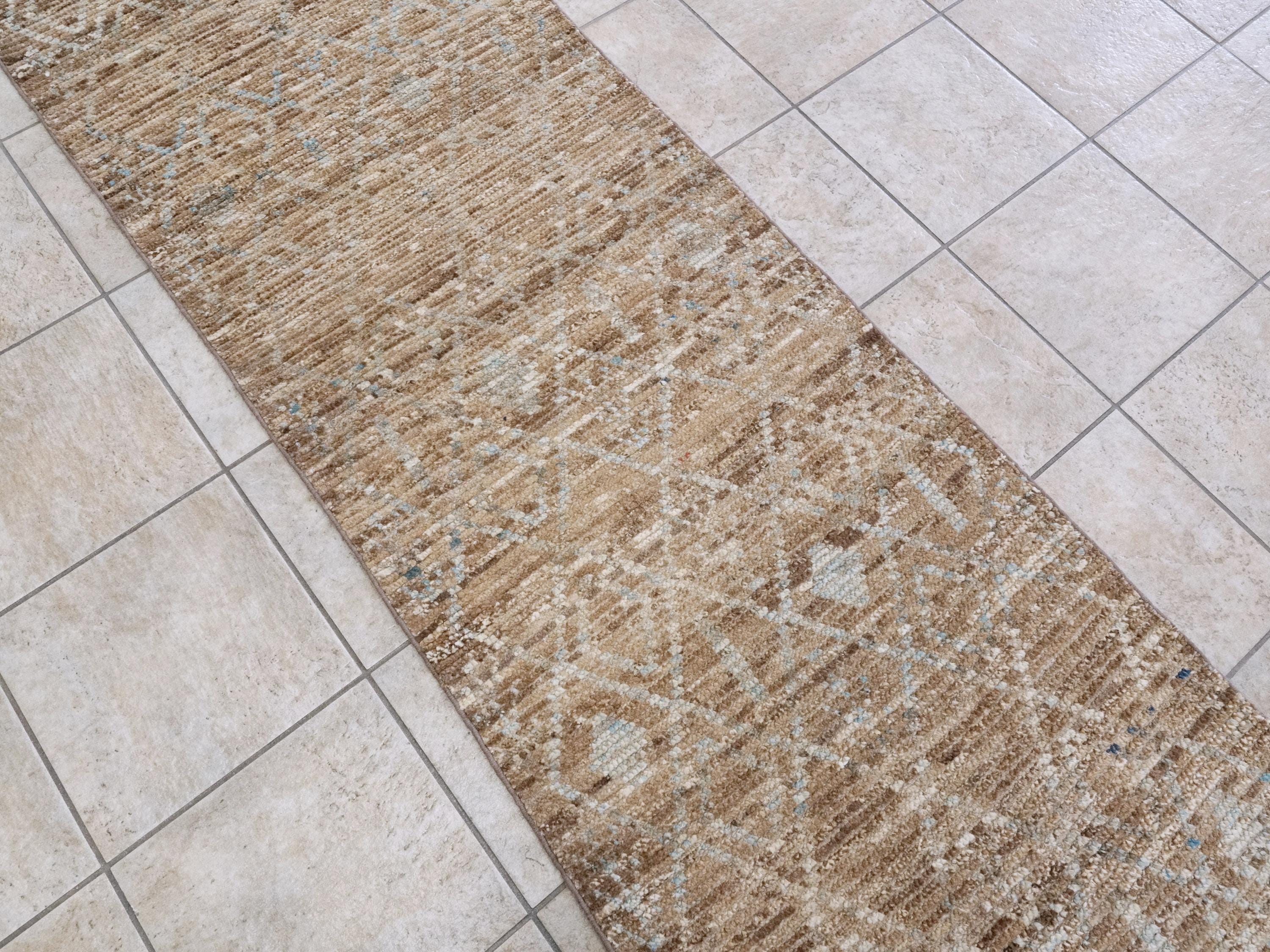 13 Ft Brown Moroccan Runner Rug - Afghan Handmade Hallway Rug