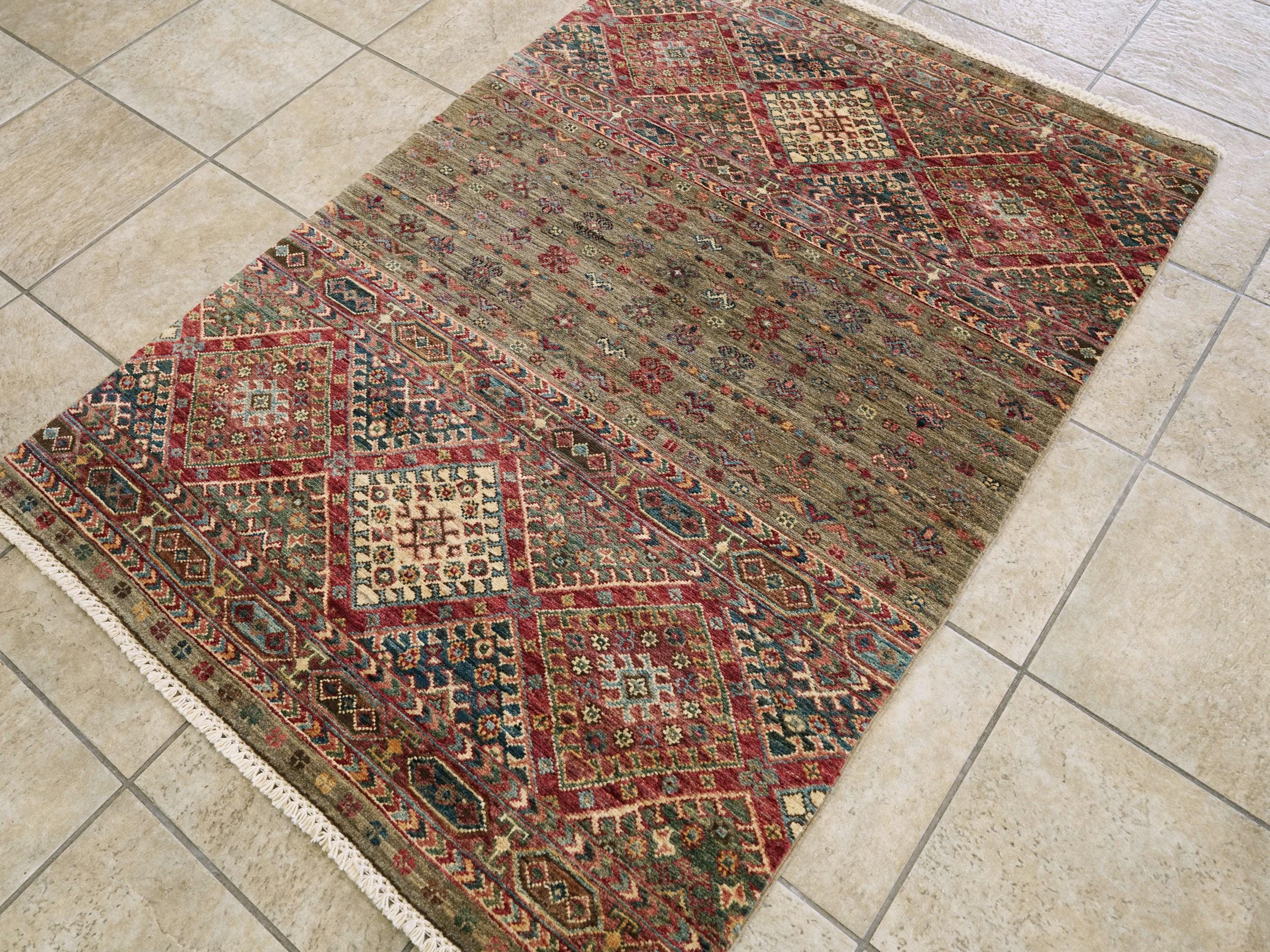 3x4 Ft Brown Khorjin Rug - Traditional Afghan Rug