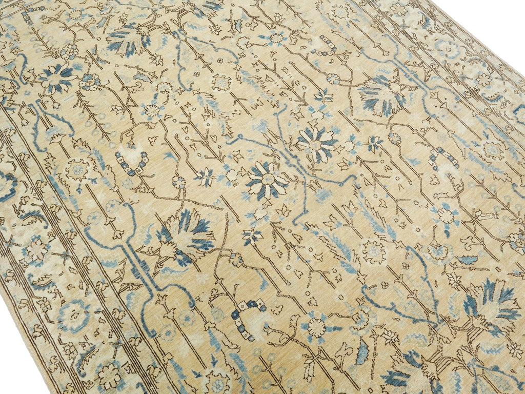 6x9 Ft Hand Knotted Bidjar Rug - Beige & Blue Persian Antique