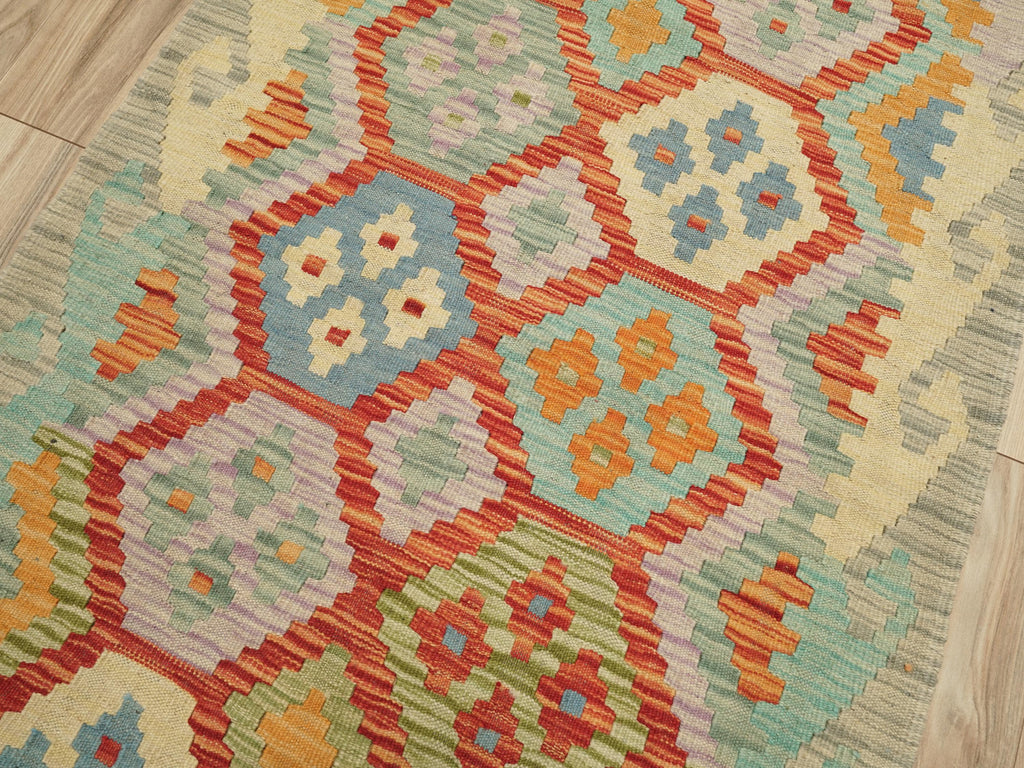 10 Ft Maimana Kilim Runner Rug - Afghan Flat Weave