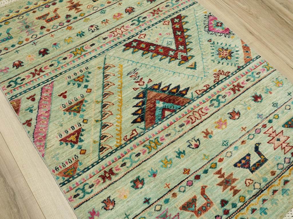 3x4 Ft Cyan Khorjin Rug - Afghan Handmade Wool Rug