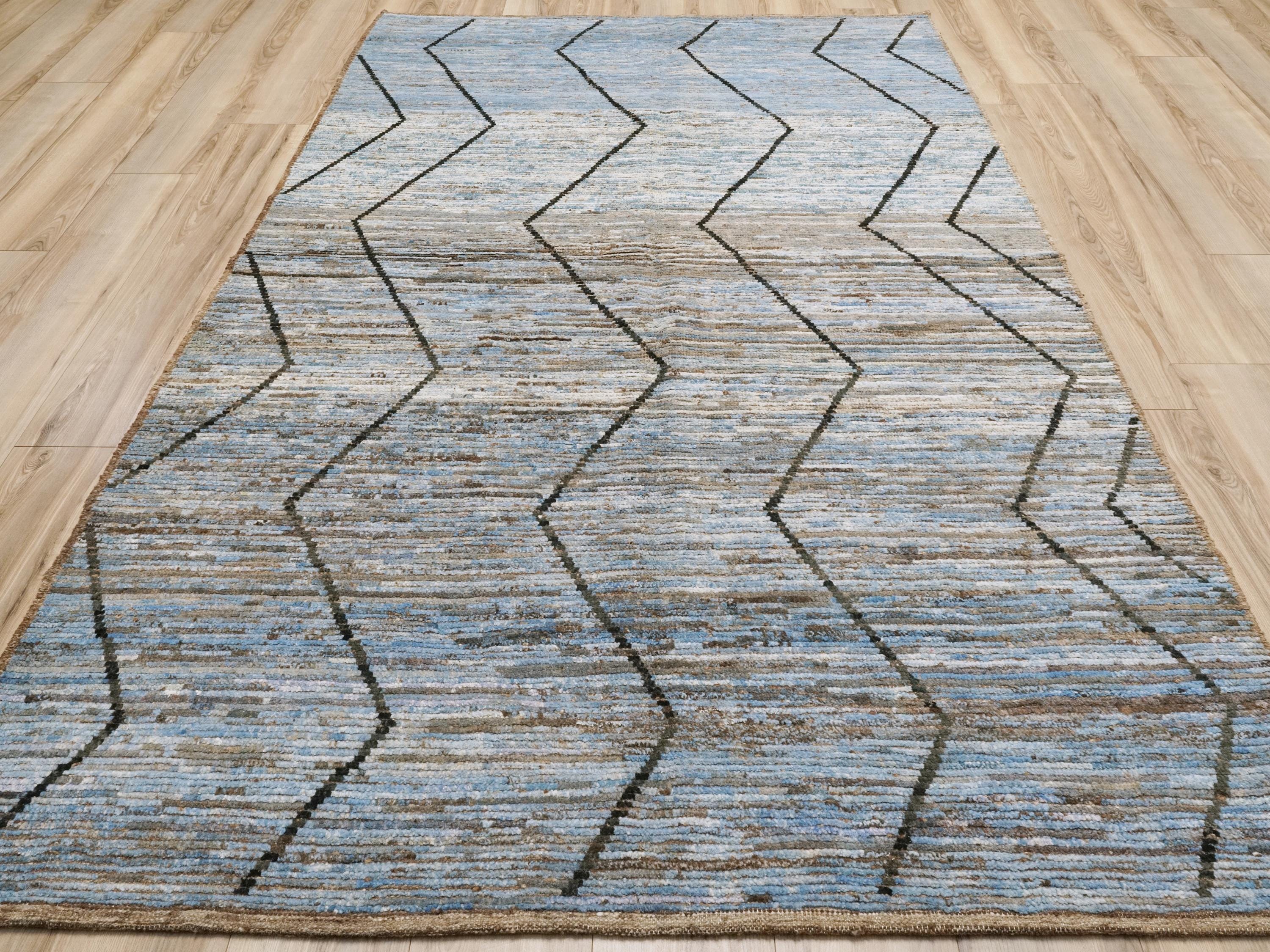 6x9 Ft Light Blue Moroccan Rug - Afghan Handmade Area Rug